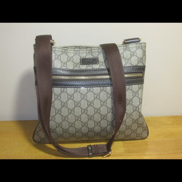gucci gg canvas messenger bag shoulder crossbody beige brown